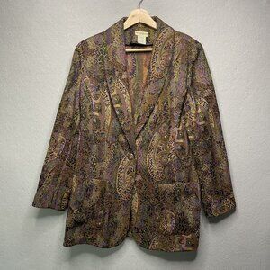TravelSmith Womens Paisley Blazer Jacket Medium Mulitcolor
